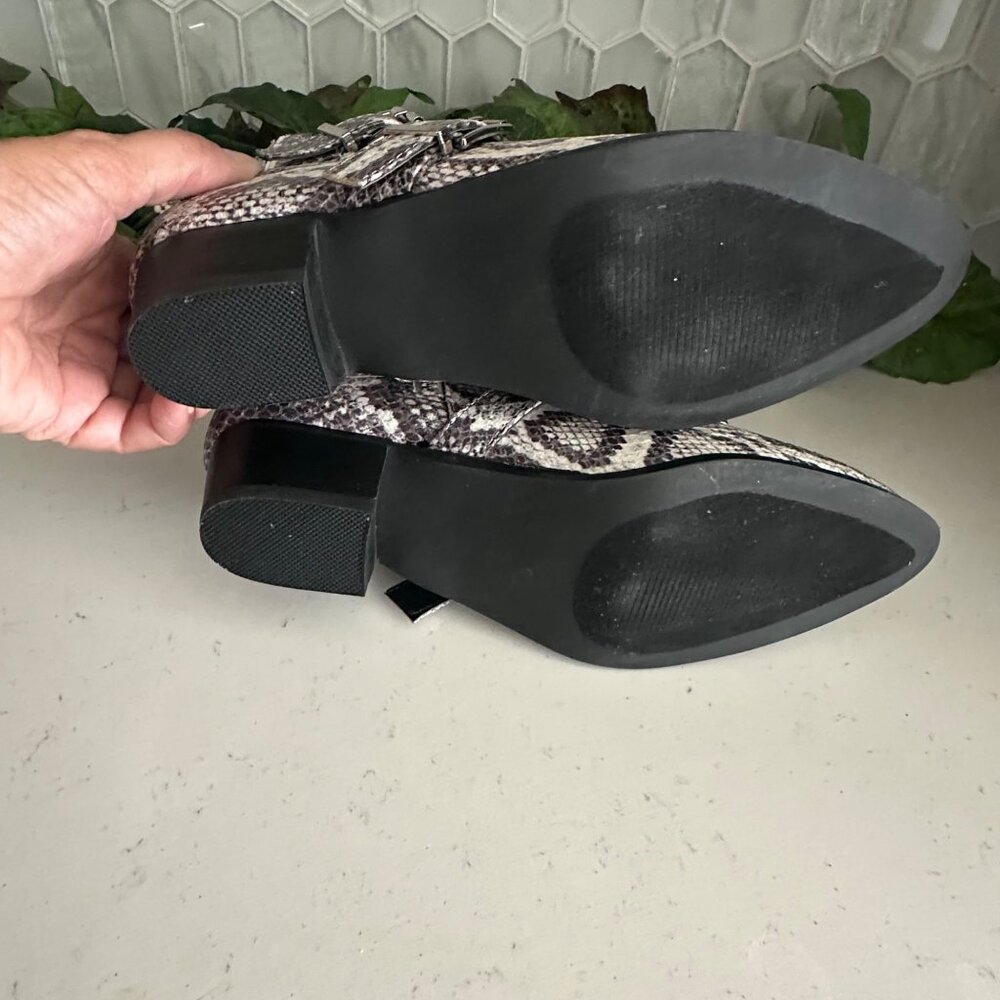 Snake Print Ankle Boots With Studded Straps & Buckles By Jane And The Shoe - Picture 12 of 12